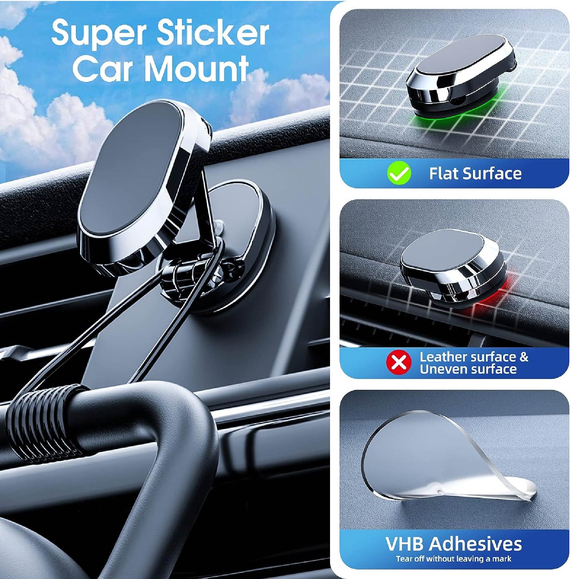 Miniatura 4 de Soporte Porta Celular Magnetico Adhesivo